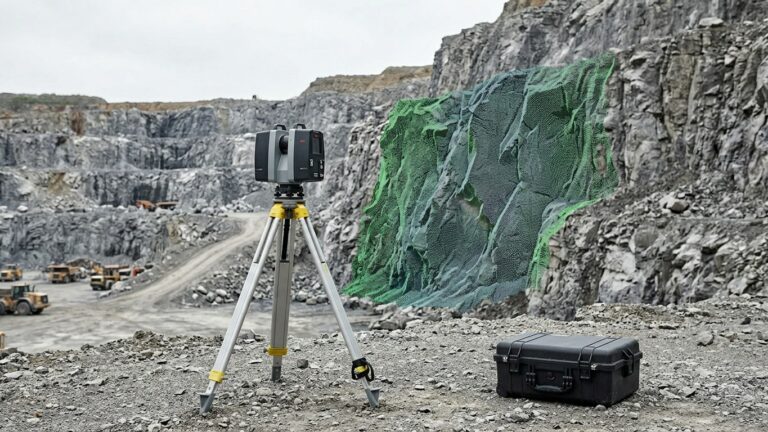 Terrestrial laser scanner surveying a site